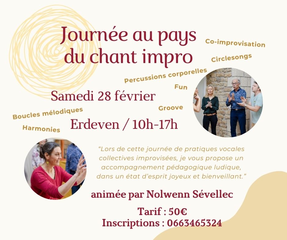 Flyer de présentation du stage "Journée au pays du chant impro"