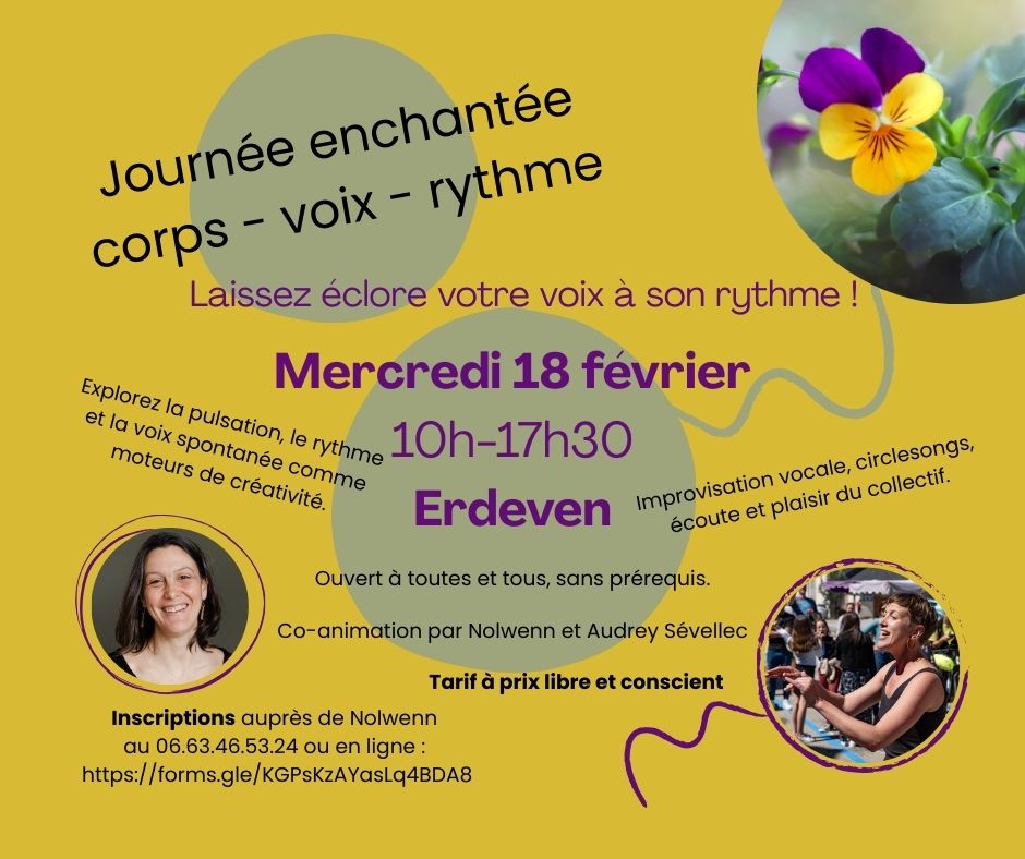 Flyer de présentation de la Journée enchantée Corps-voix-rythme